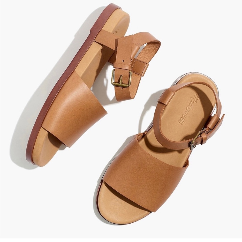 Madewell Noelle Ankle-strap Flat Sandal Warm Hckory Brown size 6